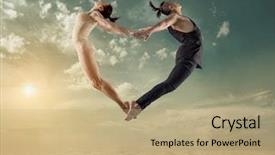  Presentation with sunny sky - Cool new slide deck with motion hearts - two person dancers woman backdrop and a coral colored foreground
