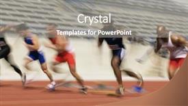  Presentation with athletes - Audience pleasing PPT layouts consisting of motion of male athletes racing backdrop and a gray colored foreground