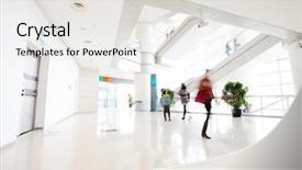  Presentation with modern building - PPT layouts featuring motion people in modern building background and a white colored foreground