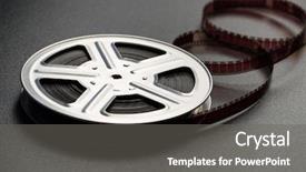  Presentation with movie reel - Theme having motion picture film reel background and a gray colored foreground