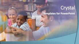  Presentation with knowledge - Beautiful theme featuring motion planets - knowledge text and elementary school backdrop and a violet colored foreground