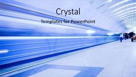  Presentation with crowd - PPT theme with motion speed velocity - crowd waiting train on platform background and a  colored foreground