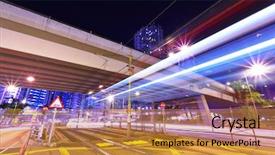  Presentation with night city - Beautiful presentation design featuring motion speed velocity - modern urban city at night backdrop and a  colored foreground