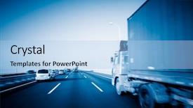  Presentation with trucks - Beautiful PPT theme featuring motion trucks on the freeway backdrop and a light blue colored foreground