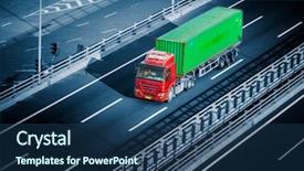  Presentation with semi truck - Slide set featuring motion trucks on the freeway background and a ocean colored foreground