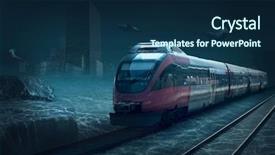  Presentation with underwater - Presentation theme featuring water sports dolphin blue - motions train in underwater ocean background and a navy blue colored foreground