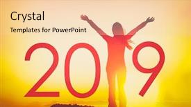  Presentation with new year 2019 - Slides with motivation - 2019 text background for happy background and a lemonade colored foreground