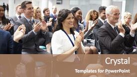  Presentation with motivation - Slide deck having motivation - audience applauding speaker after conference background and a coral colored foreground