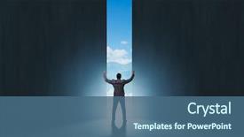  Presentation with speed walking - Slides with motivation - businessman walking towards his ambition background and a ocean colored foreground