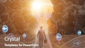  Presentation with goal - Presentation theme with motivation - businessman walking towards his ambition background and a coral colored foreground