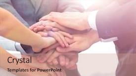  Presentation with partners - Presentation theme featuring motivation - close-up of business partners making background and a coral colored foreground