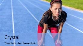  Presentation with music motivation - PPT theme featuring motivation - focused and concentrated sport athlete background and a light blue colored foreground