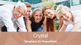  Presentation with team working together - PPT layouts consisting of motivation - happy business team working background and a coral colored foreground