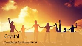  Presentation with happy life - Amazing slides having motivation - happy group of people friends backdrop and a yellow colored foreground