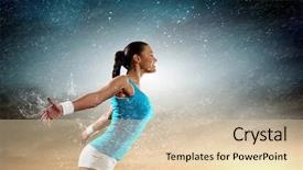  Presentation with sport hurdles - Beautiful presentation theme featuring motivation - image of young attractive sport backdrop and a lemonade colored foreground