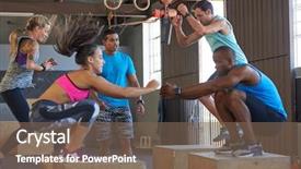  Presentation with healthy people - Presentation theme with motivation - instructor giving encouragement while fit background and a violet colored foreground