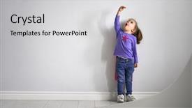  Presentation with girl power - Colorful slide set enhanced with motivation - little child is playing superhero backdrop and a light gray colored foreground