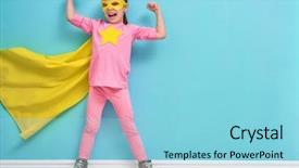  Presentation with pink blue - Amazing PPT layouts having motivation - little child plays superhero kid backdrop and a light blue colored foreground