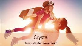  Presentation with mother child - Theme featuring motivation - mother and her child playing background and a coral colored foreground