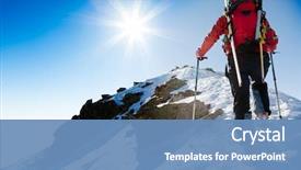  Presentation with self motivation - Beautiful slides featuring motivation - mountaineer walking up along backdrop and a teal colored foreground
