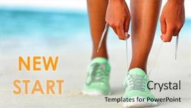  Presentation with running shoes - Cool new presentation theme with motivation - new start fitness new year backdrop and a lemonade colored foreground