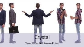  Presentation with panoramic - Presentation design featuring motivation - panoramic collage of self-motivated young background and a light blue colored foreground