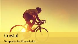  Presentation with active lifestyle - PPT theme featuring motivation - road bike cyclist man cycling background and a yellow colored foreground