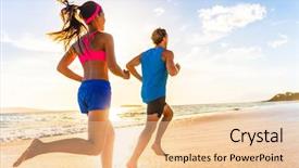  Presentation with active lifestyle - Colorful PPT layouts enhanced with motivation - runners fitness couple running training backdrop and a lemonade colored foreground