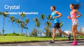  Presentation with cardio - Beautiful PPT theme featuring motivation - sport runners running on summer backdrop and a teal colored foreground