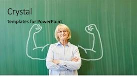  Presentation with strong - Amazing slide deck having motivation - strong senior teacher with chalk backdrop and a seafoam green colored foreground