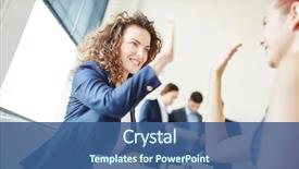  Presentation with successful - Amazing slide deck having motivation - successful businesswomen motivate each other backdrop and a ocean colored foreground