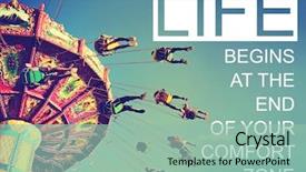  Presentation with fair - Beautiful PPT layouts featuring motivation - swinging fair ride with carefree backdrop and a mint green colored foreground