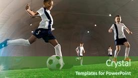  Presentation with intercultural - Beautiful theme featuring motivation - team of intercultural boys running backdrop and a forest green colored foreground