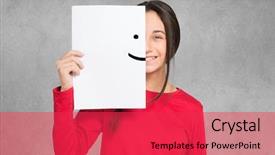 Presentation with emoticon bergerak - Audience pleasing PPT layouts consisting of motivation - teenager covering half of her backdrop and a red colored foreground