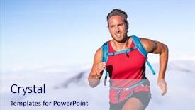  Presentation with running race - Slide deck with motivation and concentration on race background and a sky blue colored foreground