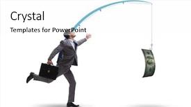  Presentation with bonus - Amazing theme having motivation bonus - businessman chasing money on fishing backdrop and a  colored foreground