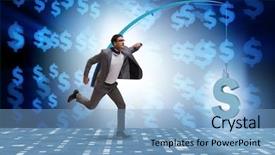  Presentation with fishing - Theme enhanced with motivation bonus - businessman chasing money on fishing background and a  colored foreground
