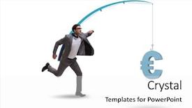  Presentation with people lost money fired businessman - Beautiful theme featuring motivation bonus - businessman chasing money on fishing backdrop and a  colored foreground