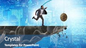  Presentation with fishing - Colorful presentation design enhanced with motivation bonus - businessman chasing money on fishing backdrop and a teal colored foreground