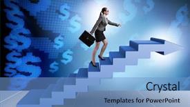  Presentation with career - Audience pleasing slide deck consisting of motivation bonus - businesswoman climbing career ladder backdrop and a teal colored foreground