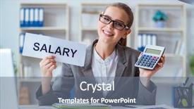  Presentation with bonus - Colorful slide deck enhanced with motivation bonus - businesswoman sitting in office backdrop and a gray colored foreground