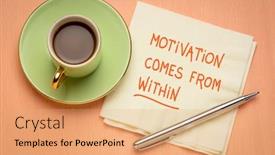  Presentation with motivation - Amazing presentation having cup of coffee inspiration backdrop and a coral colored foreground