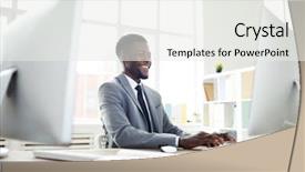  Presentation with elegant furniture design - Slide set with motivation emotion - young cheerful analyst or designer background and a sky blue colored foreground