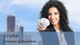  Presentation with microphone - Amazing presentation design having speaking engagement - attractive woman holding a microphone backdrop and a teal colored foreground