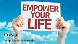  Presentation with empower - Cool new PPT theme with business development engagement - empower your life card backdrop and a arctic colored foreground