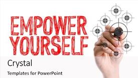  Presentation with empower - Colorful slide set enhanced with draw your future - hand with marker writing backdrop and a sky blue colored foreground