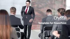  Presentation with invitation conference - Audience pleasing PPT theme consisting of motivation knowledge management - blurred image listeners sitting backdrop and a gray colored foreground