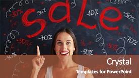  Presentation with young man and a woman - Presentation theme with motivation sales - pretty young woman is pointing background and a  colored foreground