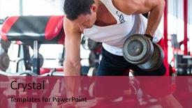 Presentation with bodybuilding - PPT layouts enhanced with lifting dumbbells in fitness club background and a  colored foreground