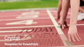  Presentation with olympic - Audience pleasing slides consisting of cropped people ready to race backdrop and a coral colored foreground